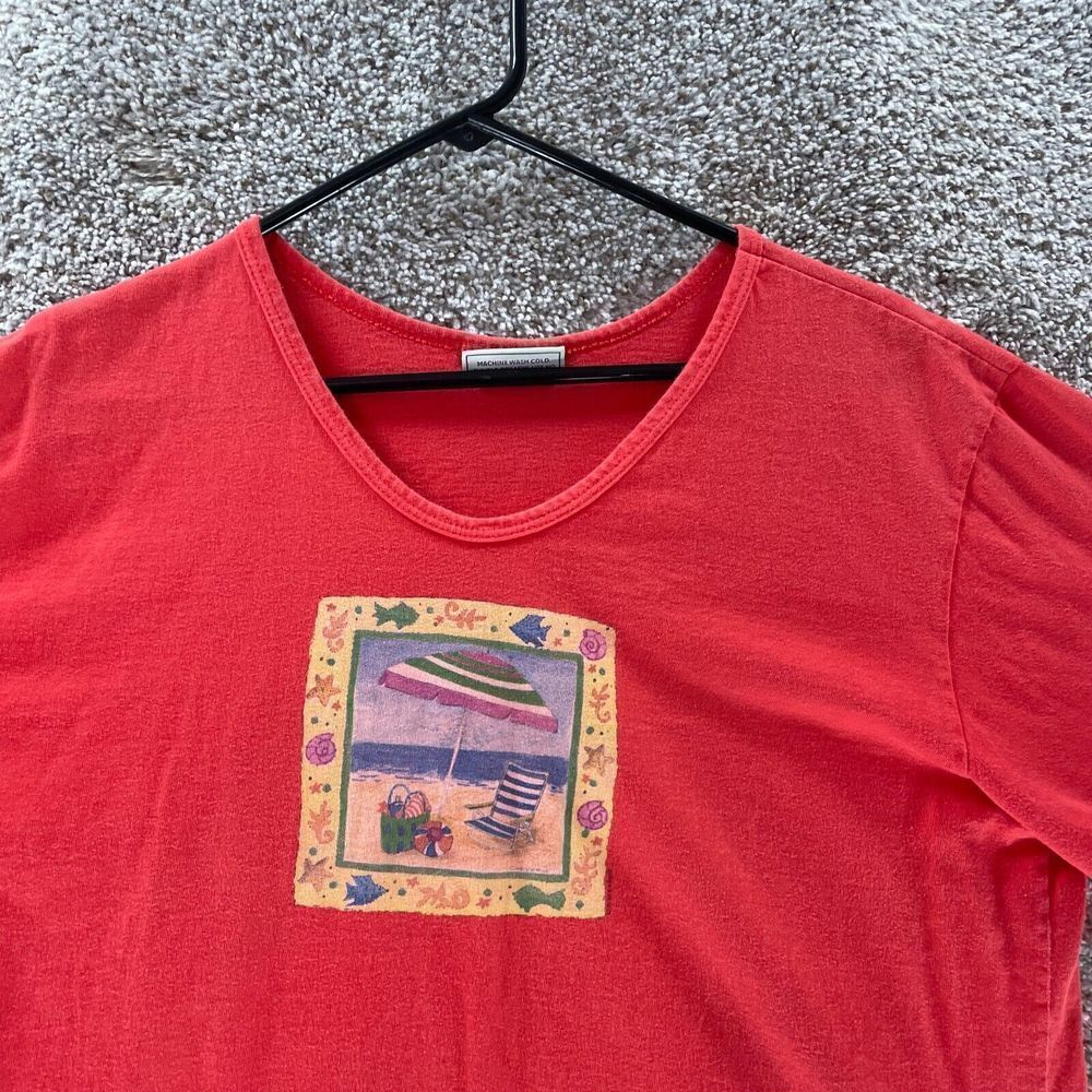 Vintage Soft As A Grape Shirt Womens Extra Large Pink Beach Chair Logo USA Made - Picture 3 of 10